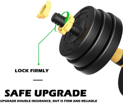 Debonla Adjustable Dumbbell Set, Dumbbells Barbell Weight Lifting Set with Connecting Rod for Men and Women Home Gym Fitness and Exercise Training(22 Lbs-110 Lbs), (B) Yellow | 44Lb/20Kg