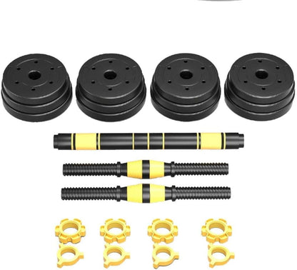 Debonla Adjustable Dumbbell Set, Dumbbells Barbell Weight Lifting Set with Connecting Rod for Men and Women Home Gym Fitness and Exercise Training(22 Lbs-110 Lbs), (B) Yellow | 44Lb/20Kg